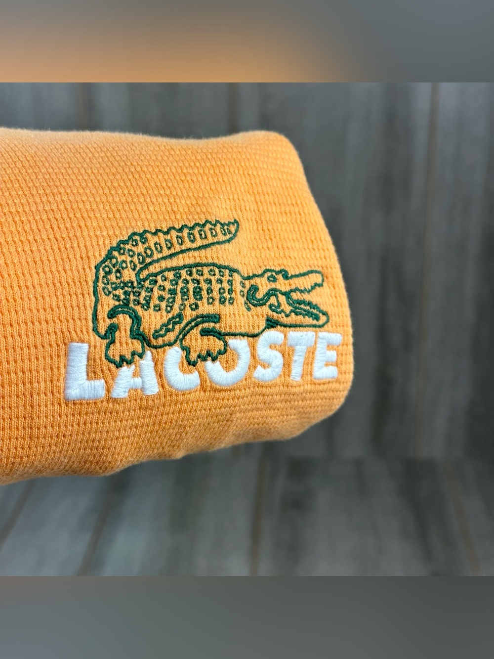 Lacoste Long Sleeve T-Shirt Mens XXL. Embroidered Onange sleepwear